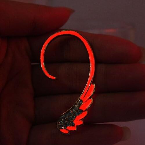 New wings Ear Cuff Ear hook GLOW in the DARK diamante Wings feather Ear clip earrings Stud Earring Clip Earrings WOMEN girl gift