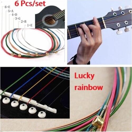 IRIN 6 Pcs/set Steel Bronze Wound 1st-6th Rainbow Colorful Guitar Strings E-A For Acoustic Folk Guitar Classic Guitar
