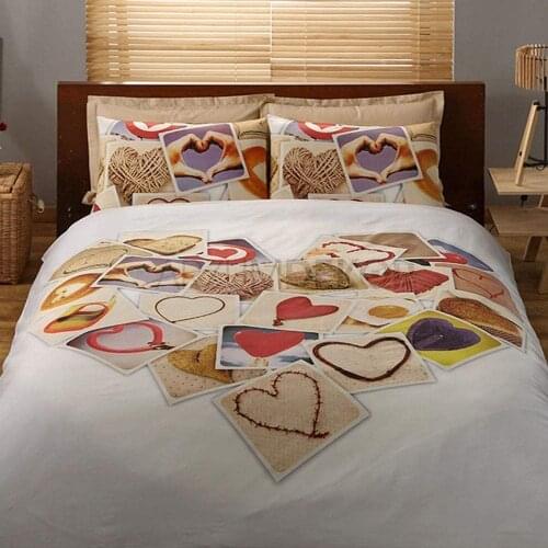 Tac The Heart 3D Satin Duvet Cover Set Double Brown-Duvet Cover 200x220, Bed Sheet 240x260, Pillow Case 50x70 (4 Pieces.)