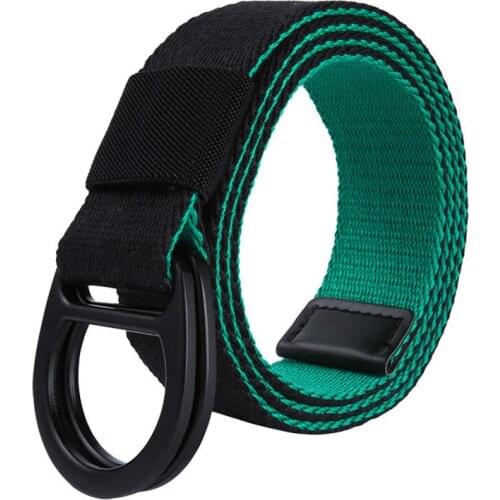 Trend new stripe color Unisex belt Double ring buckle canvas Men belt fashion casual youth student belt