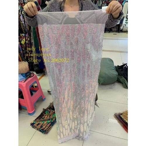 Stock 5yards/bag Multi - color sequins embroidered fabric fashion European and American style used in wedding dress design