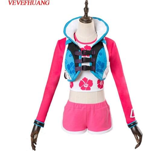 VEVEFHUANG Kосплей Game OW D/Va Hana Song Cosplay Costume Wave Breaking Blue Skin Outfit Adult Women Girls Halloween Carnival