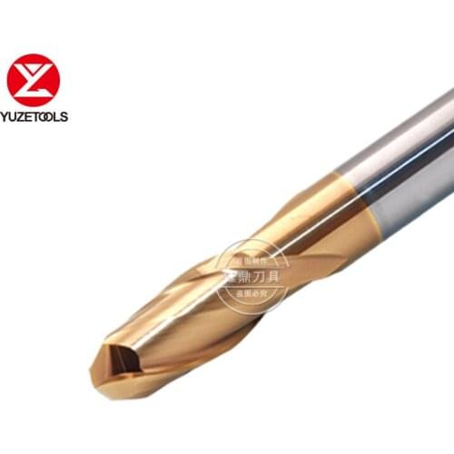 YUZETOOLS 2Flutes Ball Nose Endmill Solid Carbidle Tungstem HRC65