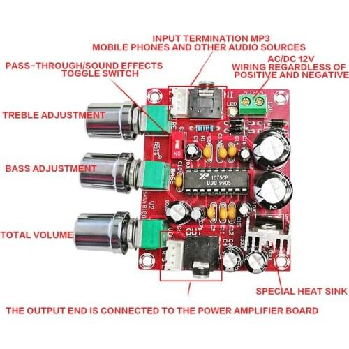YWJJX AV/DC12V pre-level tone amplifier board XR1075 amplifier board BBE digital tuning board audio processor pre-amplifier