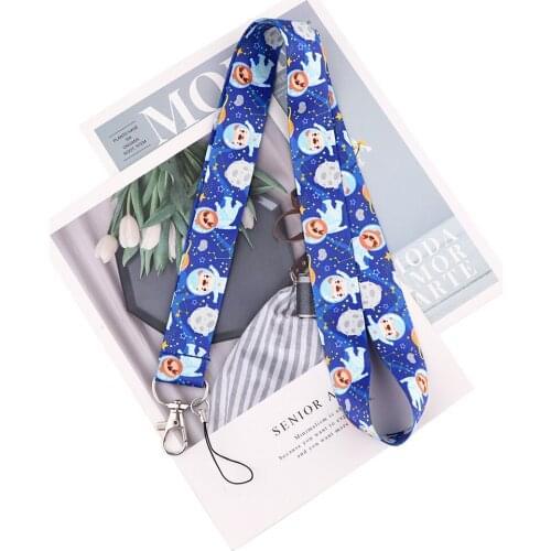 ZF3050 1pcs Cartoon Sloth Astronaut Lanyards Id Badge Holder Keychain ID Card Pass Gym Mobile Badge Holder Lanyard Key Holder