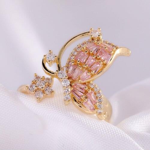 Shiny Side New Accessories Crystal Butterfly Adjustable Party Rings for Women Elegant Zirconia Wedding Rings