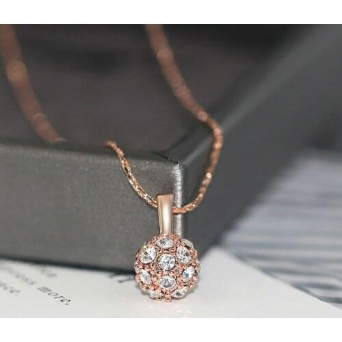 ZHOUYANG Pendant Necklace For Women Simple Style Lucky Ball Zircon Rose Gold Color Collarbone Chain Gift Fashion Jewelry N031