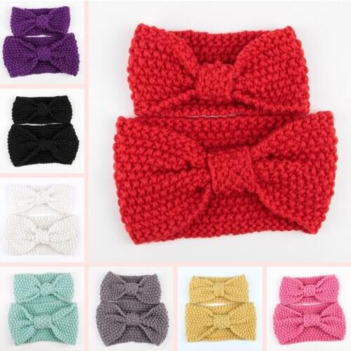 1 Set Mom And Me Fashion Winter Crochet Headband Set Women Knit Headband Cute Infant Crochet Headwrap Ear Warmer Headwear