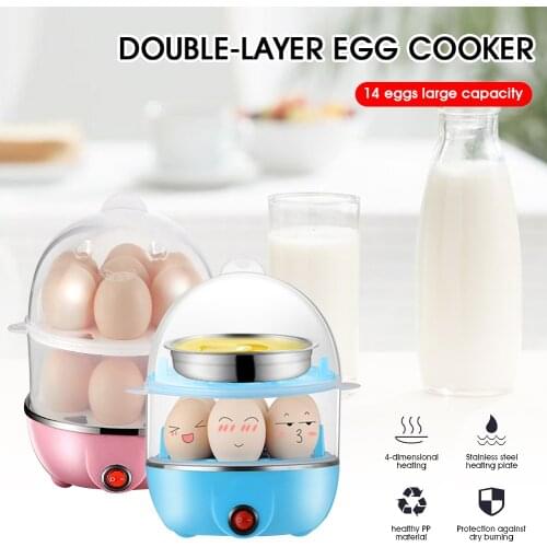 2 Layer Egg Cooker 14 Egg Big Capacity Boiler Auto Shut Off Egg Maker with Time-Setting Function Kitchen Tool