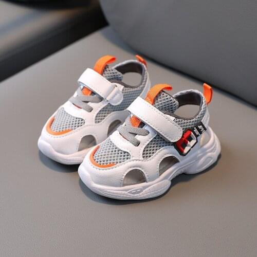 2021 Summer Toddler Sandals Baby Girl Shoes Solid Color Net Cloth Breathable Boys Sneakers Kids Infant Sport Girls Sandals white