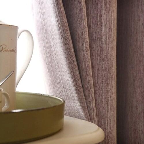 2021 New Simple and Atmospheric Slub Cotton and Linen Thick Plain Shading Curtains for Living Room Bedroom Dining Room curtains