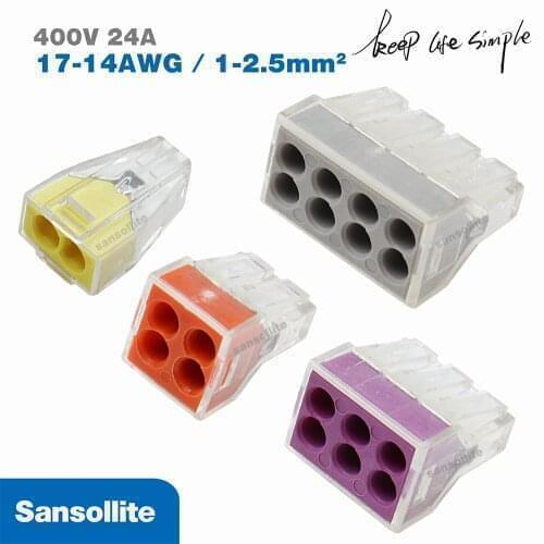 30/50/100pcs Mini universal 14awg Wire Connector anti-fire V2 fast Cable Connector Push-in Conductor Terminal Block