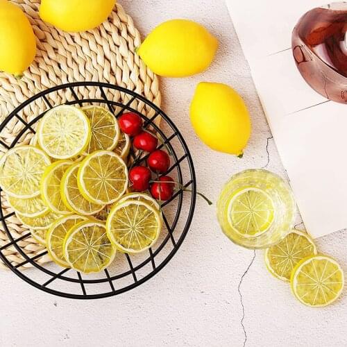 30/60 Pcs Artificial Fruit Lemon Slices Plastic Fake Artificial Fruit Mini Model Party Kitchen Wedding Decoration Fruit Hot Sale