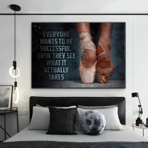 Abstract Dancing Ballerina Canvas Painting on The Wall Inspirational Quotes Posters and Prints Wall Art Picture Home Decor