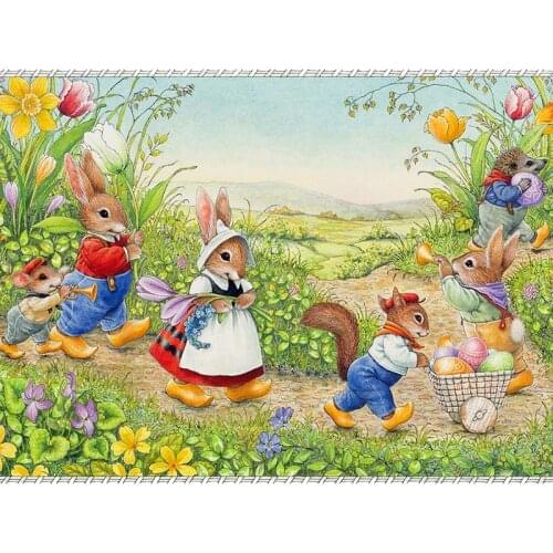 5D DIY full Square drill Diamond painting Cross Stitch Cartoon rabbit family Rhinestone embroidery Mosaic home decor