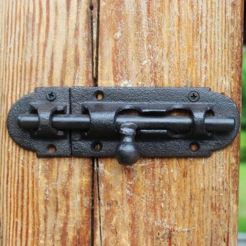 Antique Black Large Hand Cast Iron Door Bolts European Home Garden Decor Handmade Heavy Metal Narrow Fasten Door Window Bolts