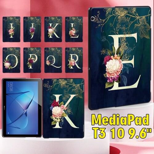 For Huawei MediaPad T3 10 9.6 Inch Letter Series Pattern High-quality Plastic Tablet Back Shell + Free Stylus