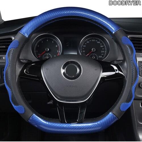 DOODRYER Carbon Fiber Leather Car Steering Wheel Cover For Range Land Rover Defender Freelander Discovery Sport X9 Evoque