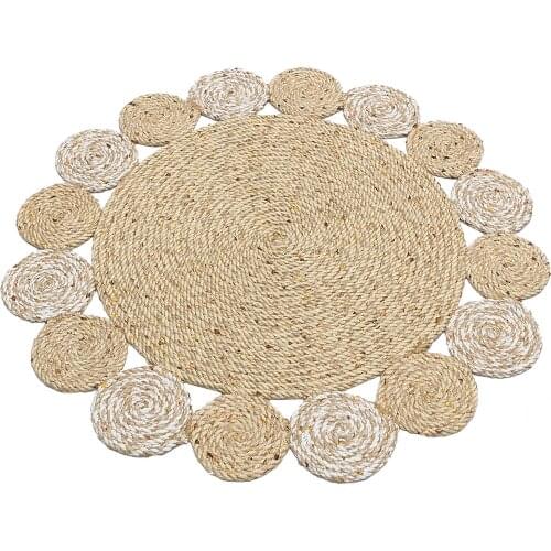 Eco Carpet Patna Natural Jute Carpet Round Hand Woven Knitted Straw Rug