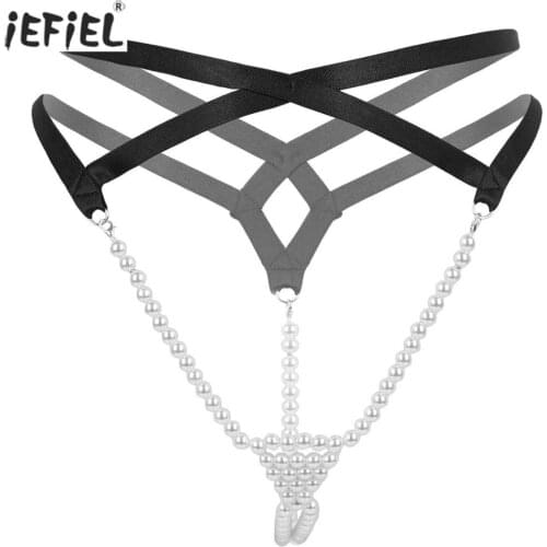 G String Women Underwear T-Back Open Butt Mini Bikini Briefs Ladies Erotic Lingerie Pearl Beads Low Rise Waist Sexy Panties