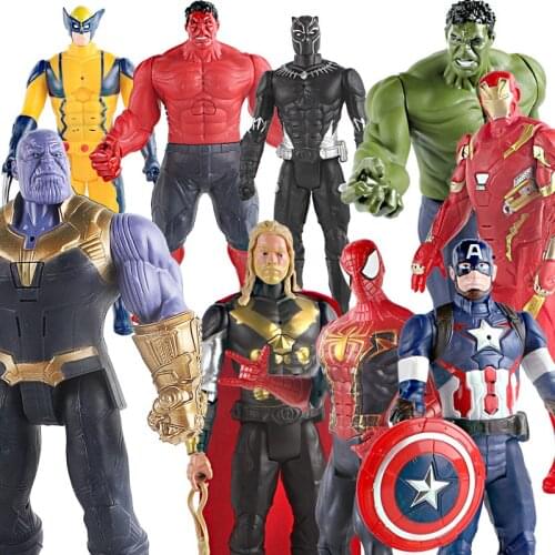 30CM Marvel The Avengers Toys Sound Light Superheroes Captain America Thanos Thor Action Figures Kids Boys Toy Gift
