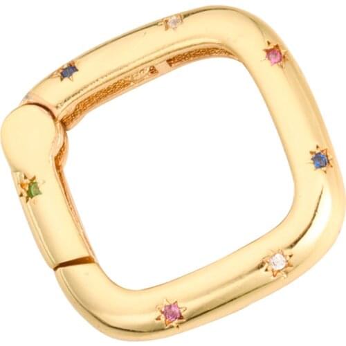 JUYA 2021 DIY Press Up Clasps Hoops Handmade Jewerly Findings Real Gold Plating Charm Connectors Accessories For Jewelry Making