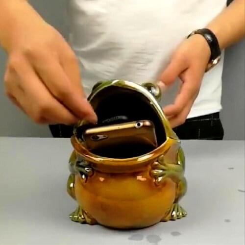 Ceramic European Fashion Frog Coffee Table Home Office Decoration Tabletop Ornaments for Coins Storage Organizer