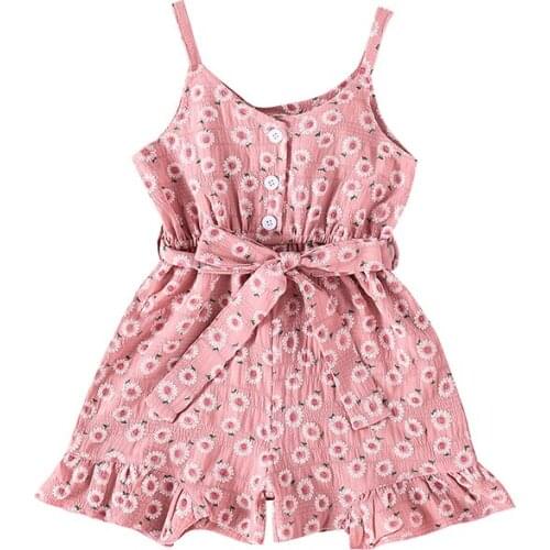 2-6Years YKids Baby Girls Fashion Sleeveless Floral Romper Jumpsuit Summer Stylish Romper Jumpsuit