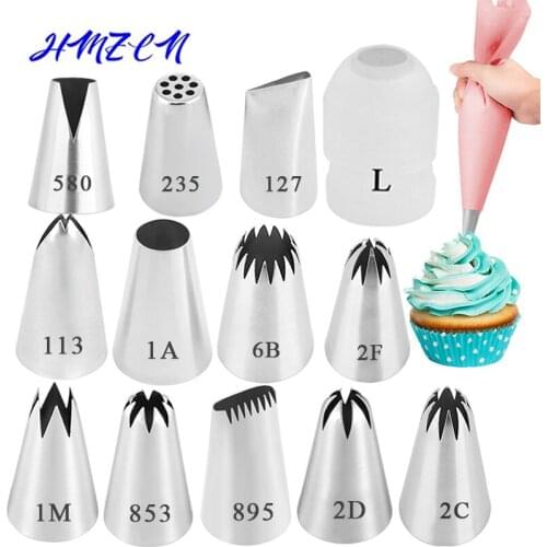 13PCS/Set Icing Piping Nozzles Pastry Cream Tips Stainless Steel Pastry Nozzles Confectionery Tool Baking Pastry Bakeware Tools