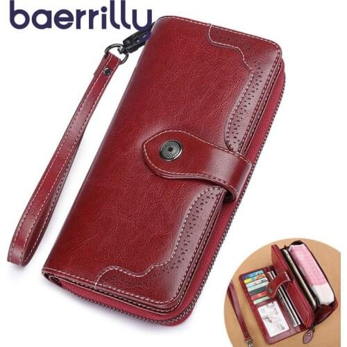 Genuine Leather Wallet Women Wallets Wallet Long Coin Purse Zipper Money Pocket Female Clutch Bags Card Holder Ladies Purses