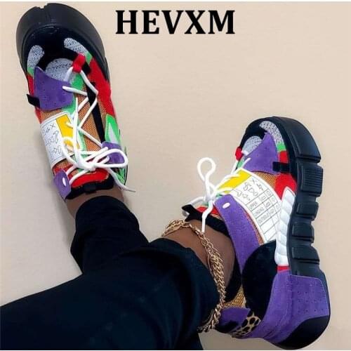 HEVXM Hot Sale 2020 Big Size 43 Mix Color INS Hot Vulcanize Woman Shoes Platform Lace Up Comfortable Shoes Women Sneakers