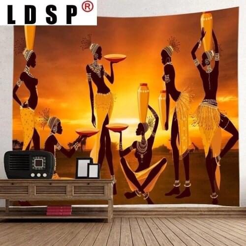LDSP African Women Jar Poster Tapestry Wall Hanging Wall Covering Rugs Background Cloth Beach Mat Blanket Art Home Decor
