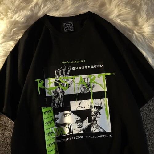 Summer women clothes shirt Streetwear Oversize loose tops T-shirt Harajuku vintage Japanese anime print t-shirt clothing cotton