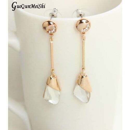 Trendy Dangle Earrings - Earrings - Jewelry - Rhinestone Gold Color Jewelry Designer for Women Girl Fashion Jewelry Accessories