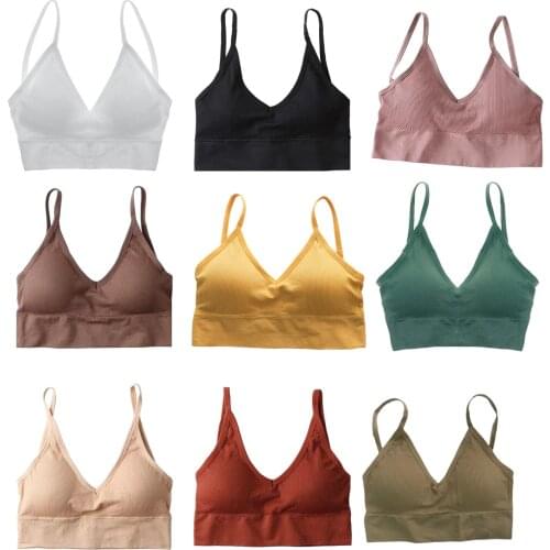 Fashion Sexy V Neck Bralette Seamless Comfort Bra Crop Top Fitness Sport Bra