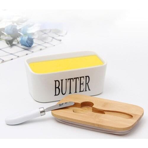 Nordic Butter Storage Container Box With Knife Lidhygienic And Wash Resistant Ceramic Container Cheese Food Container