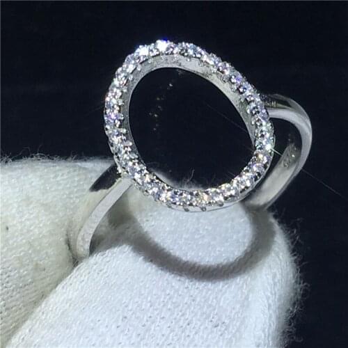 Hollow Jewelry Promise ring 100% Soild Silver color Jewelry AAAAA Zircon cz Engagement wedding band rings for women Gift