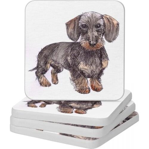 Wire Haired Daschund Diatom Square Round Coaster Quick-drying Cup Bonsai Mat Soap Toothbrush Pad Wholesale Diameter 10cm