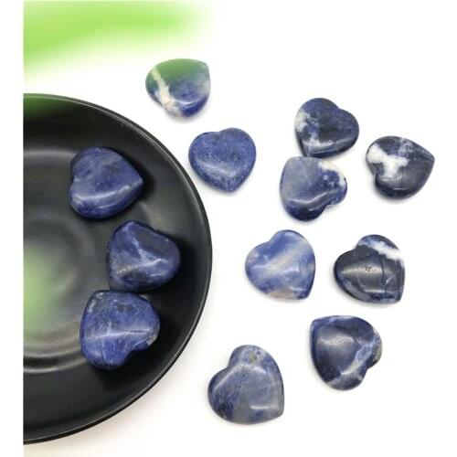 Drop Shipping 1pc Natural Blue Sodalite Heart Shaped Crystal Gemstone Healing Chakra Polished Natural Stones and Crystals