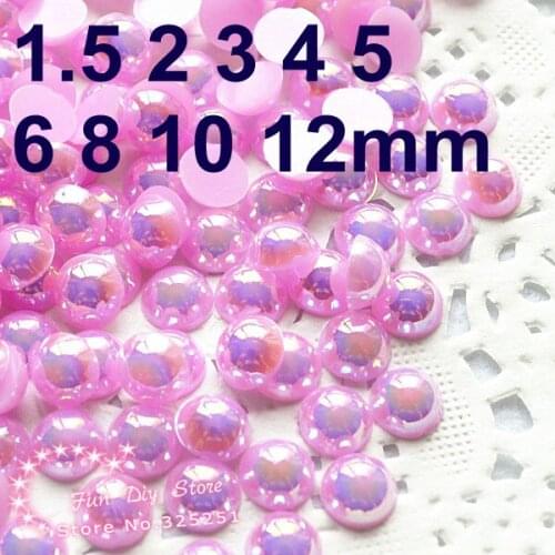 Resin round flatback AB light purple pearl 1.5-14mm flat back half pearl