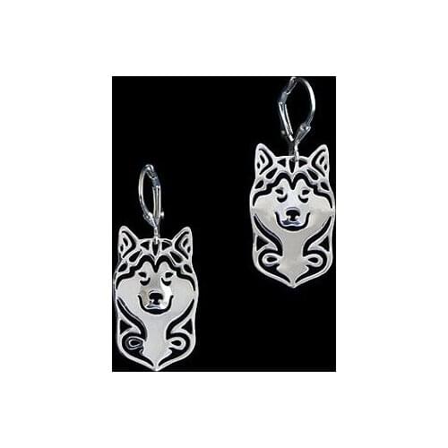 Alaskan Malamute Earring golden color plated mini dog Earing jewelry