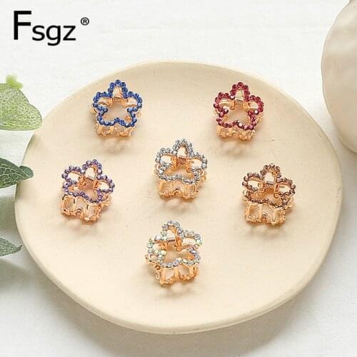 Geometric Hairpins For Women Gold Metal Small Flower Shape Top Hair Claw Clip Fringe Crab For Hair Wedding Crystal Hair Jewelry