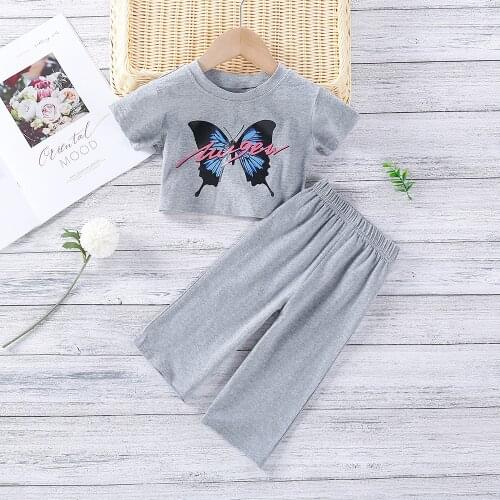 Girls' sports suit casual spring summer T-shirt pants suit Cotton children suit for girls clothing set Toddler baby clothes