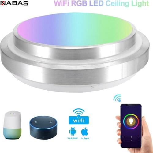 NABAS Wireless WiFi Smart LED Ceiling Lamp 60W RGB LED Ceiling Light APP Remote Control Compatible With Alexa Google Home