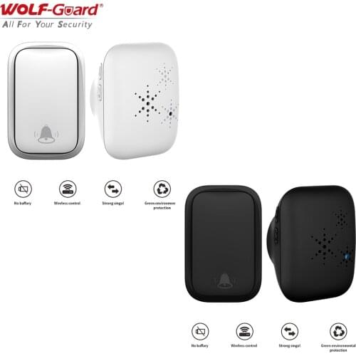 Wolf-Guard Doorbell Wireless Waterproof Doorbell Home Security Welcome Self-Powered LED Indicator Smart Chimes Doorbell 38 Songs