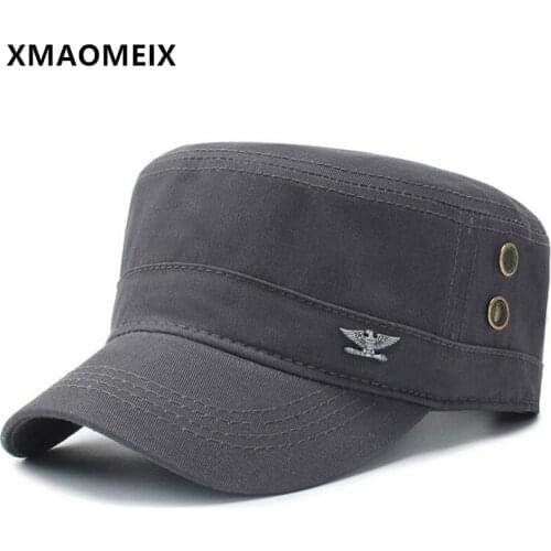 XMAOMEIX Spring Summer Cotton Army Military Hats For Men Snapback Cap Breathable Mesh Mens Flat Cap Casual All-match Sports Cap