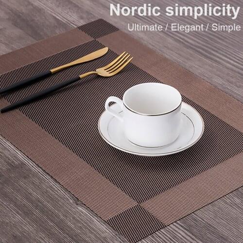 1pcs Non-slip Placemat Heat-resistant Placemat PVC Woven Washable Non-Slip Table Mat for Kitchen Dinning Table Various Colors