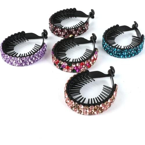 1Pc Rainbow Color Crystal CZ Rhinestone Braiding Tool Ball Head Hair Braider Twist Styling Braid Tool Holder Styling Clip