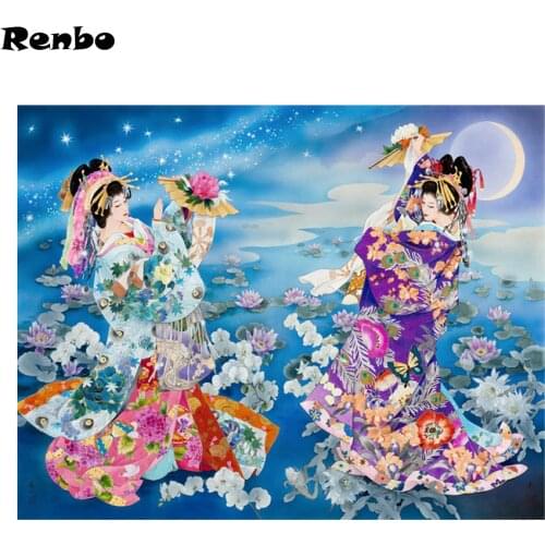 100% full square drill Japanese woman 5D DIY Diamond Painting full square new arrival Cross-Stitch kits rhinestones Embroidery
