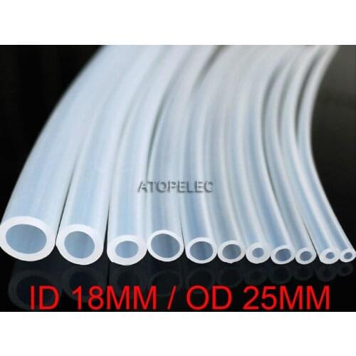 18*25 Flexible Soft Food Grade Silicone Hose Tube Pipe ID_18mm OD_25mm Transparent Clear 180Deg.C